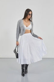 Stitch Detail Maxi White Skirt