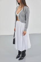 Stitch Detail Maxi White Skirt
