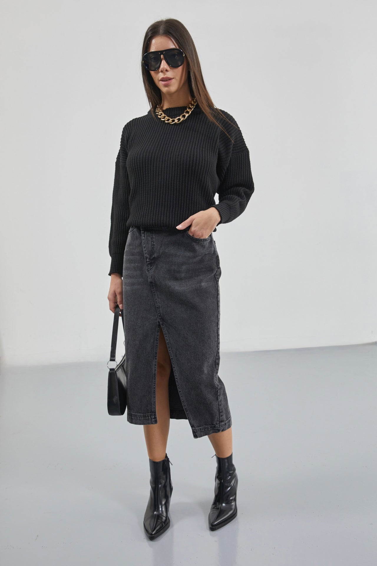 Oversize Black Knit Sweater