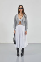 Stitch Detail Maxi White Skirt