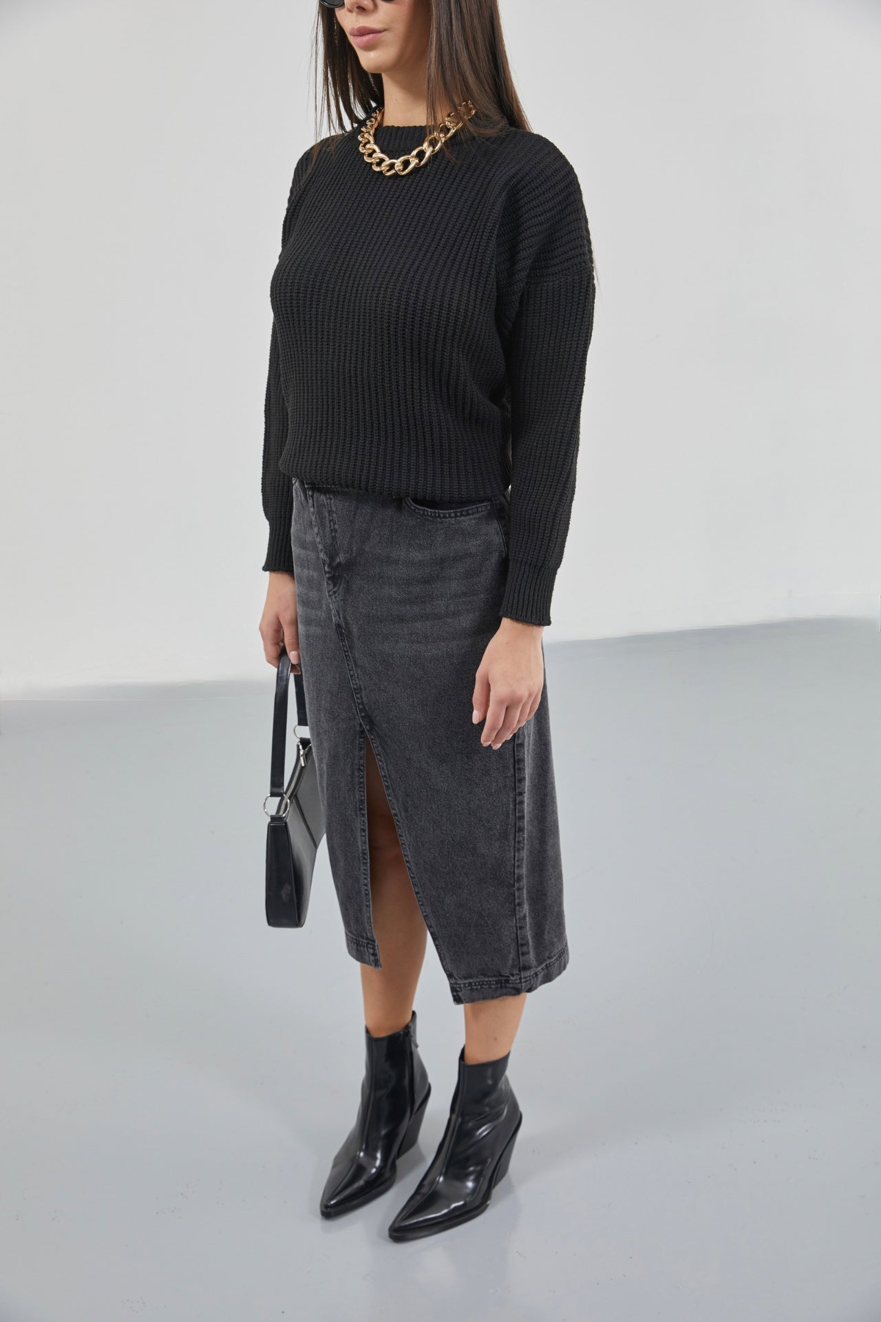 Oversize Black Knit Sweater