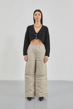 Baklava Pattern Black Crop Fringe Cardigan