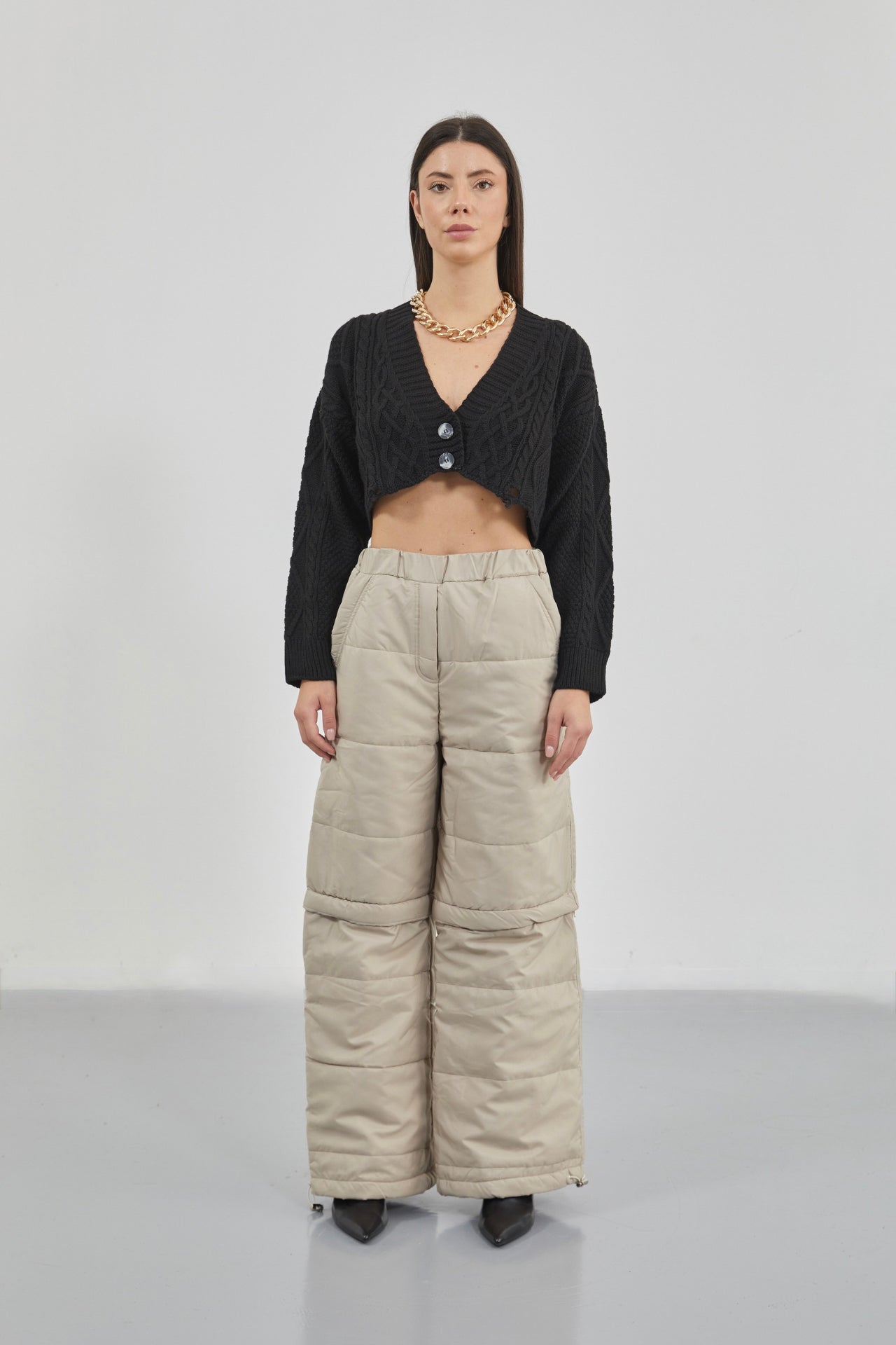 Baklava Pattern Black Crop Fringe Cardigan