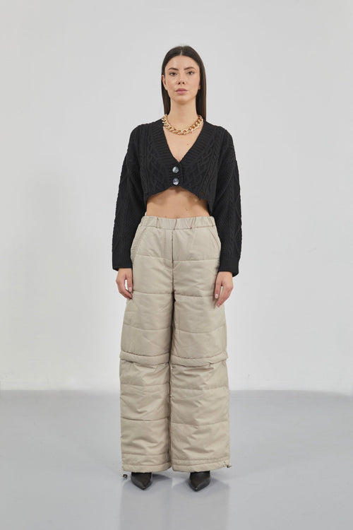 Baklava Pattern Black Crop Fringe Cardigan
