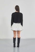 Balloon Detail Mini White Skirt