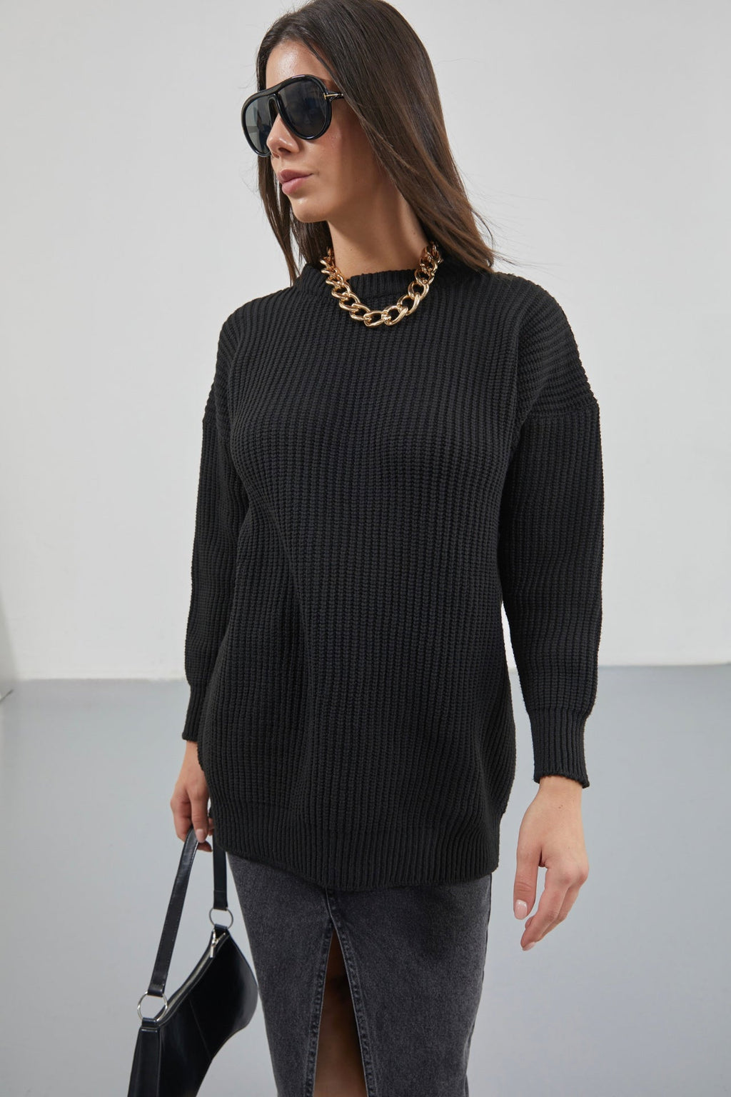 Oversize Black Knit Sweater