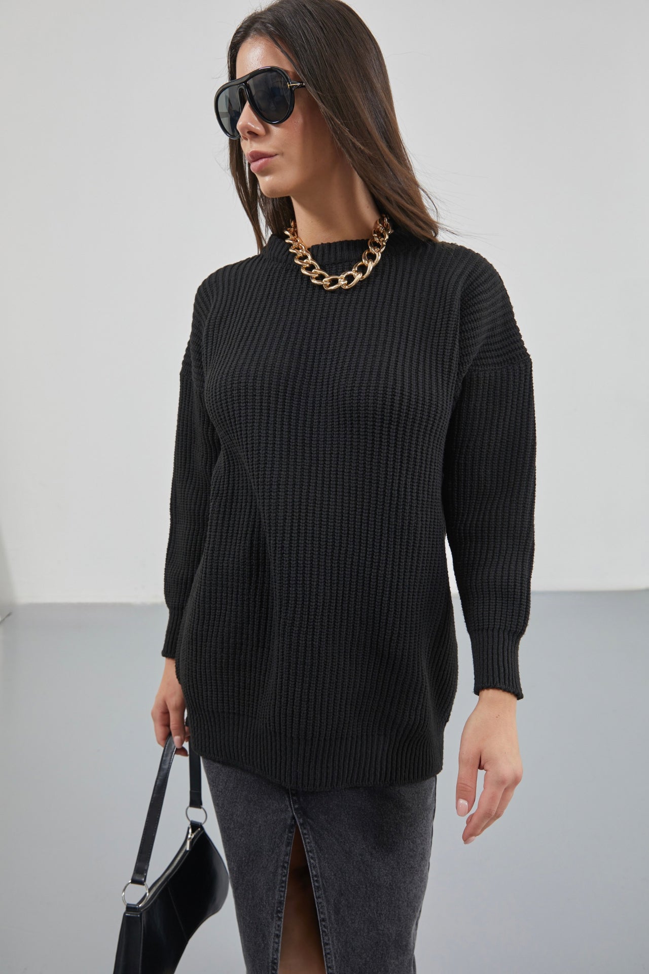 Oversize Black Knit Sweater