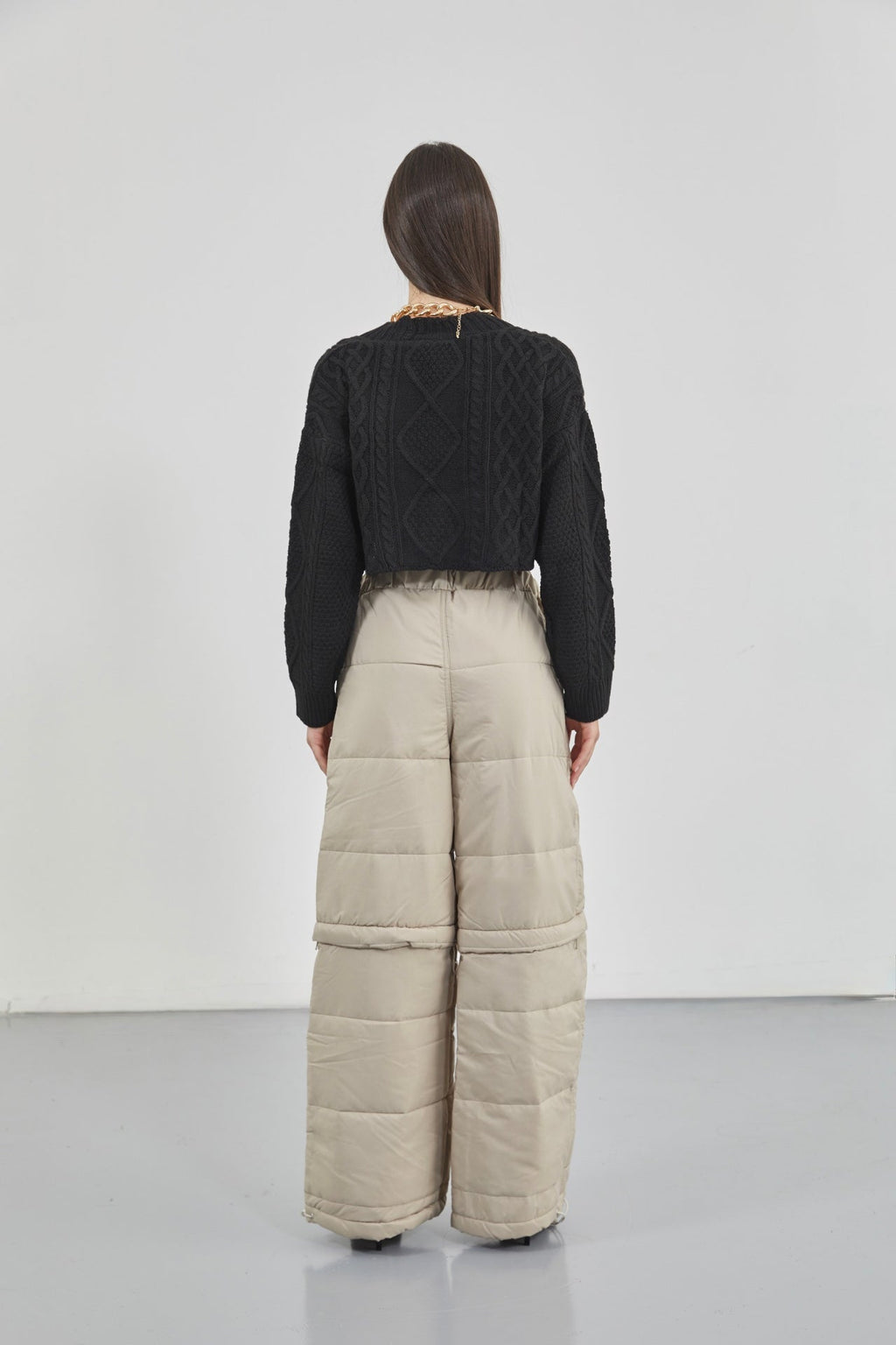 Baklava Pattern Black Crop Fringe Cardigan
