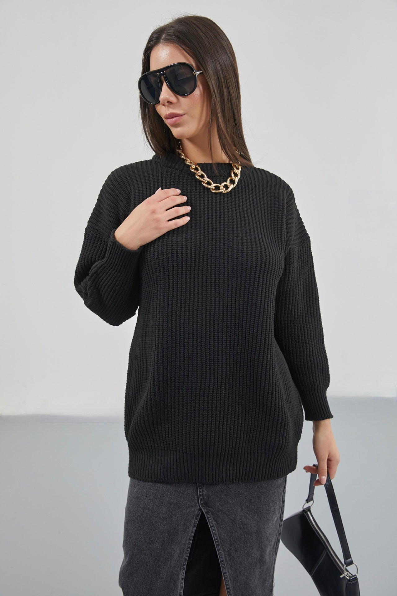 Oversize Black Knit Sweater