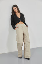 Baklava Pattern Black Crop Fringe Cardigan