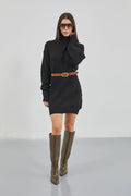 Oversize Turtleneck Black Knit Tunic