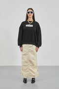 Printed Crew Neck Oversize Black Sweatshirt