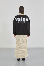 Printed Crew Neck Oversize Black Sweatshirt