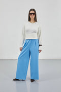 Casual High Waist Blue Pants