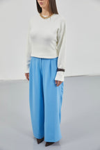Casual High Waist Blue Pants