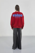 Printed Crew Neck Oversize Burgundy Sweatshirt