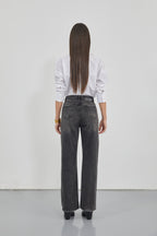 Stitch Detail Wide Leg Black Jeans