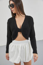 Balloon Detail Mini White Skirt