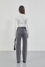 Printed Low Waist Black Jeans