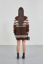 Embroidered Striped Pattern Oversize Sweater
