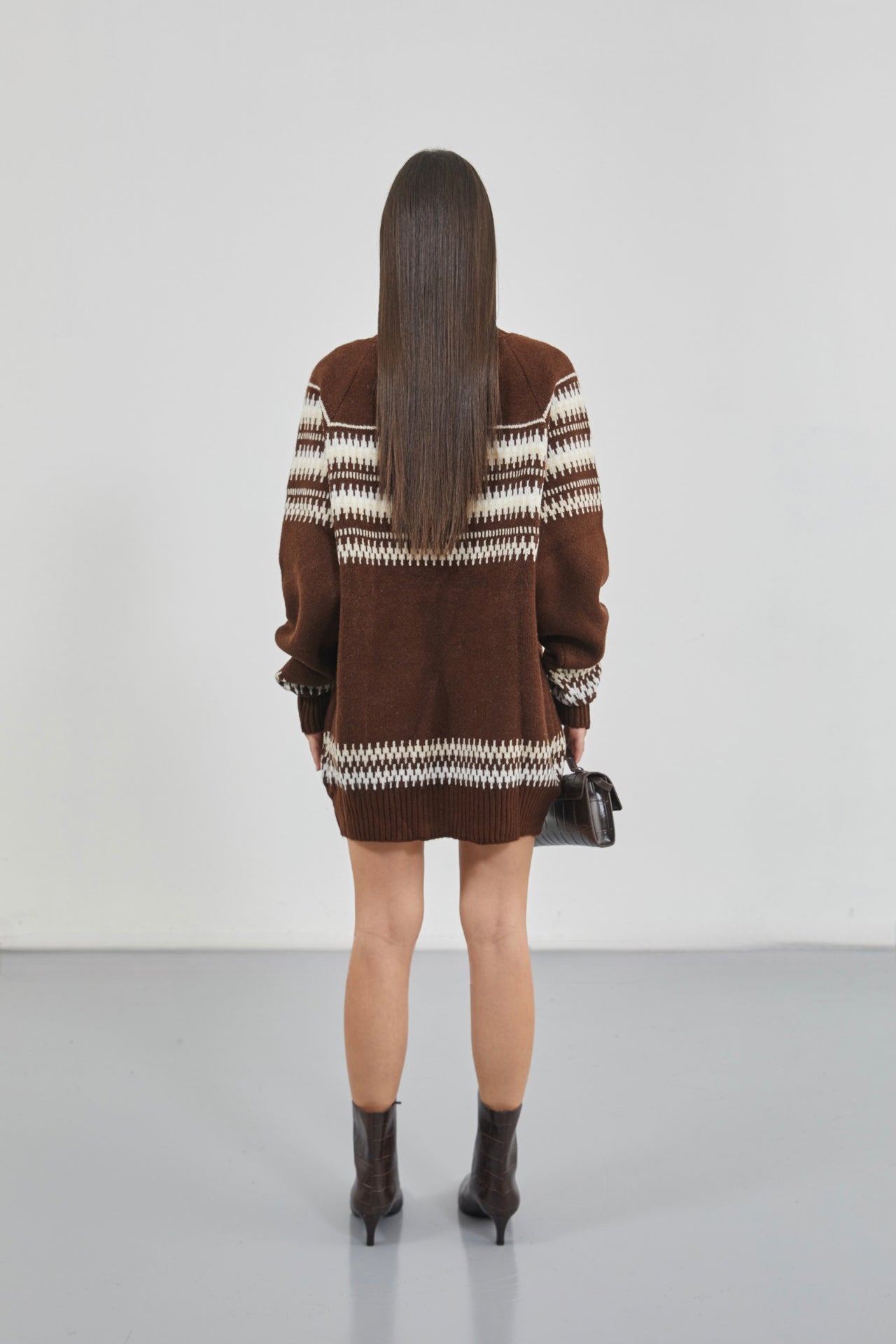 Embroidered Striped Pattern Oversize Sweater