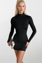Turtleneck Mini Black Dress