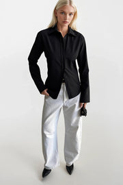 Waisted Basic Black Shirt