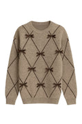 Diamond Pattern Rhinestone Embellished Bow Mink Sweater