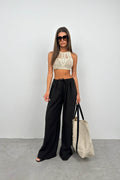 Openwork Tie Stone Brode Crop