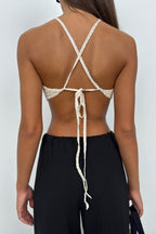Openwork Tie Stone Brode Crop