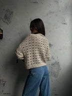 Ajurlu Crew Neck Beige Sweater