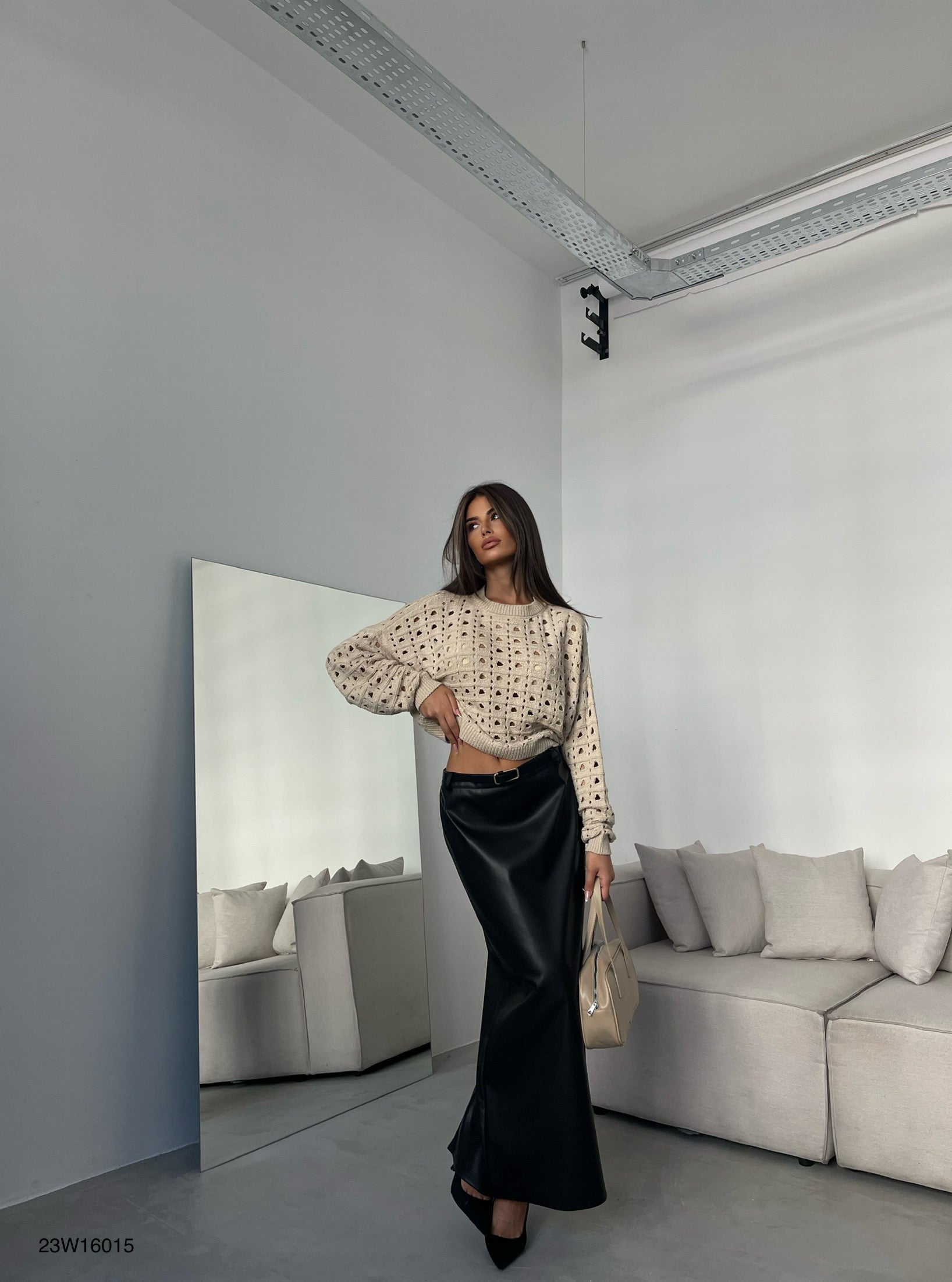 Ajurlu Crew Neck Beige Sweater