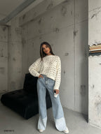 Ajurlu Crew Neck Ecru Sweater