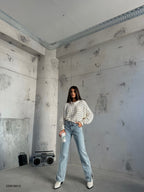 Ajurlu Crew Neck Ecru Sweater