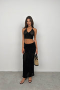 Openwork Black Crop Bustier