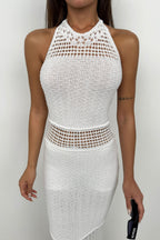 Openwork White Maxi Knit Dress