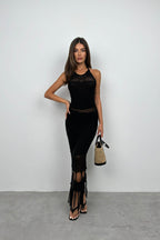 Openwork Maxi Black Knit Dress