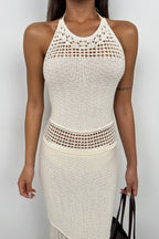 Openwork Maxi Ecru Knit Dress