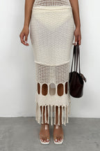 Openwork Maxi Ecru Knit Dress