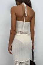 Openwork Maxi Ecru Knit Dress