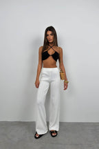 Open-Knit White Pants