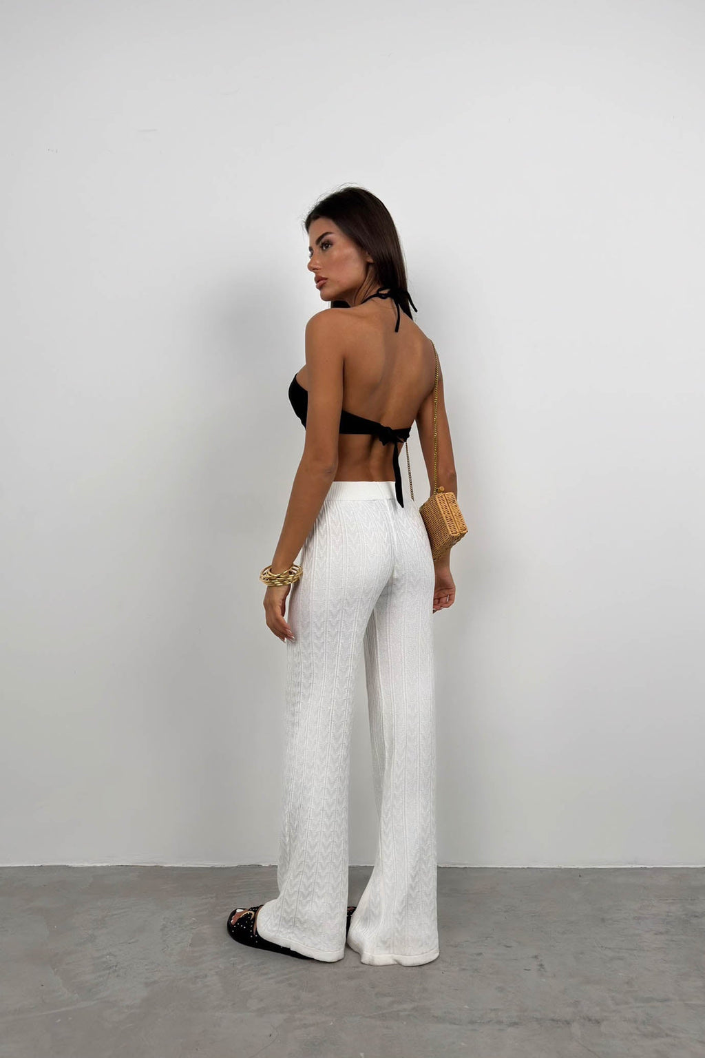 Open-Knit White Pants