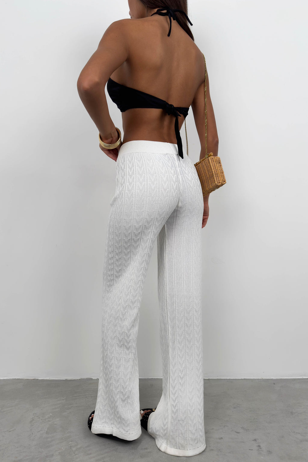 Open-Knit White Pants