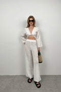Openwork White Pareo Pants