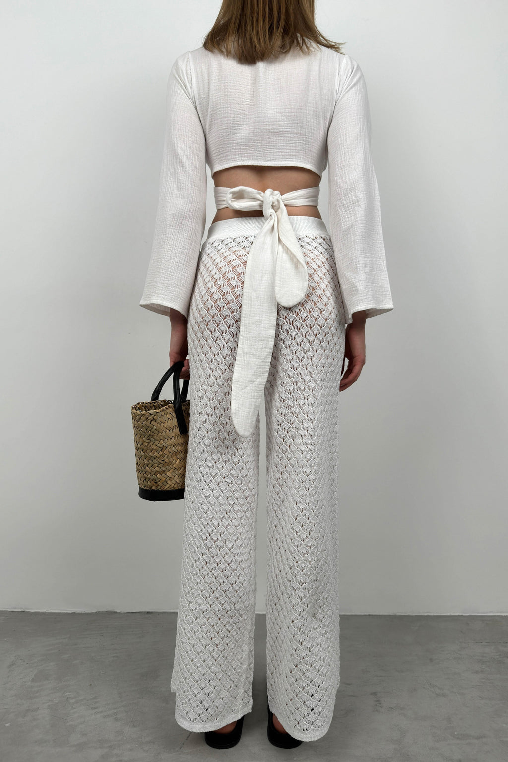 Openwork White Pareo Pants