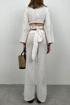 Openwork White Pareo Pants