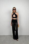Openwork Pareo Black Pants