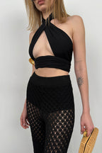 Openwork Pareo Black Pants