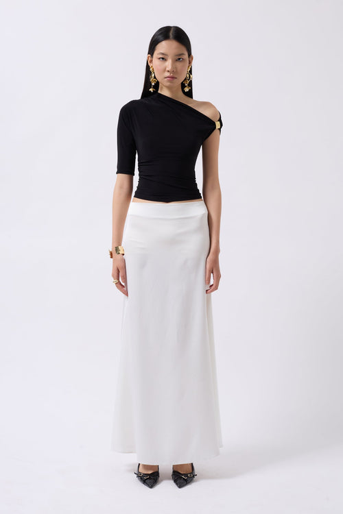 Accessory Detail Cutout Black Blouse