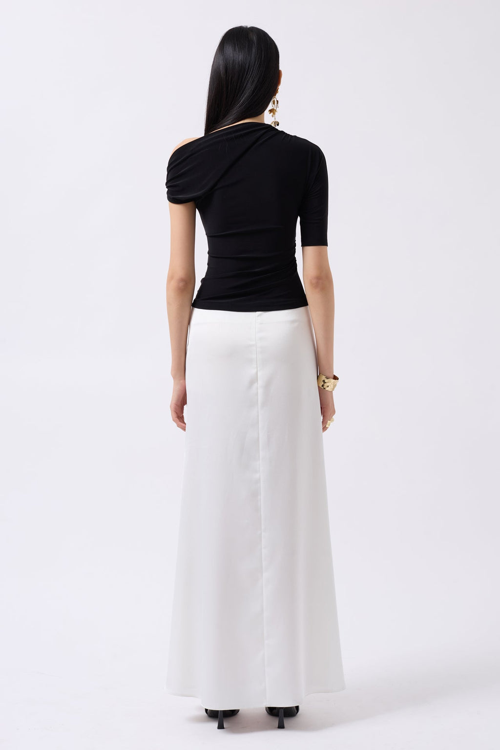 Accessory Detail Cutout Black Blouse